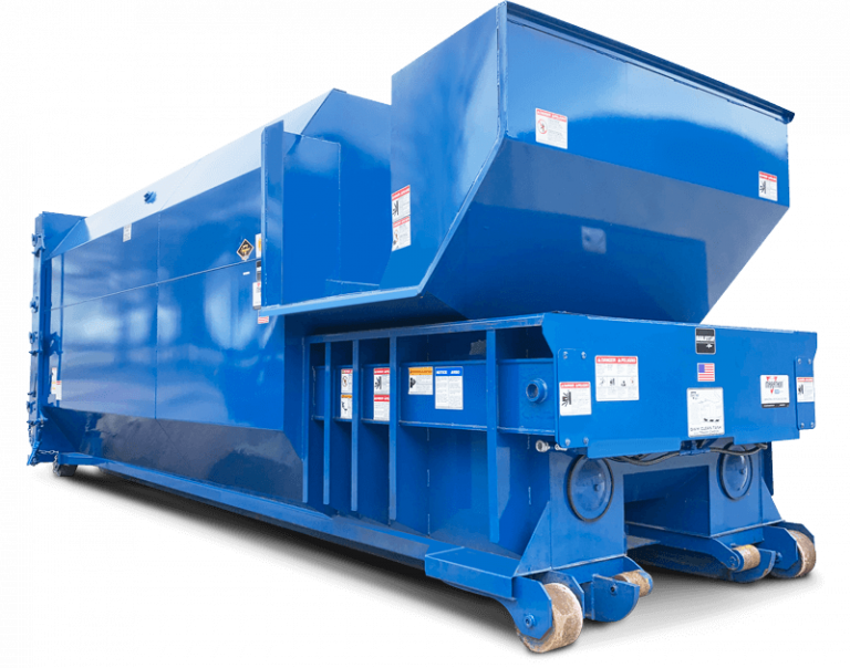 Self-contained compactor on rollers — heavy-duty waste
